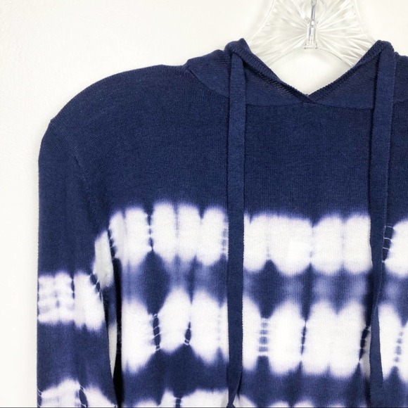 Aqua Tie Dye Long Sleeve Hoodie Blue White Medium - Picture 5 of 9